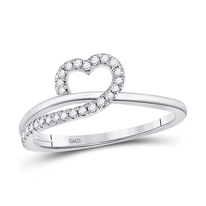 Rings gndatlanta 14k White Gold Round Diamond Heart Ring 16 Cttw