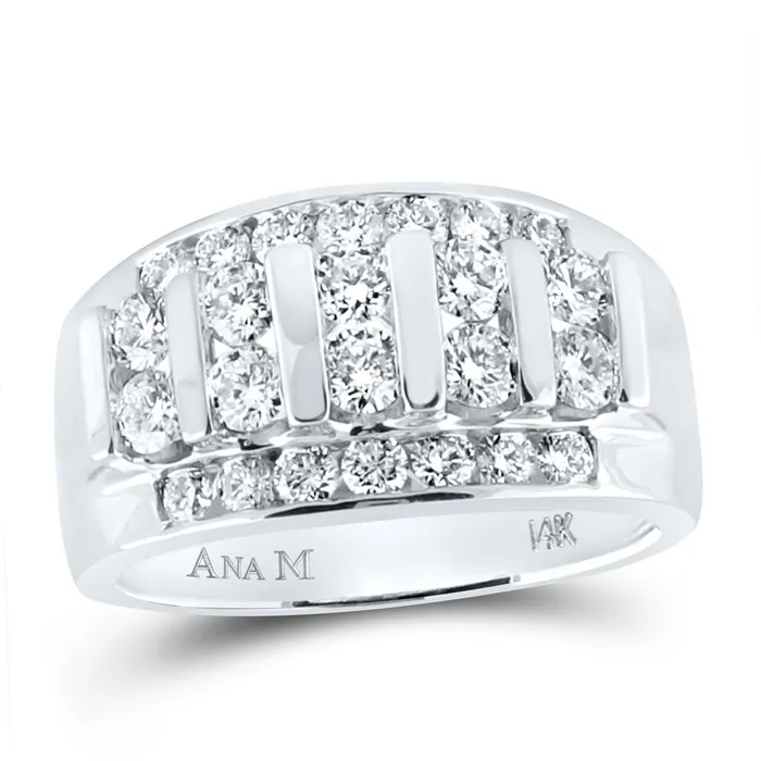 Rings gndatlanta 14k White Gold Round Diamond Wedding Channel Set Band Ring 2 Cttw Rings gndatlanta 14k White Gold Round Diamond Wedding Channel Set Band Ring 2 Cttw