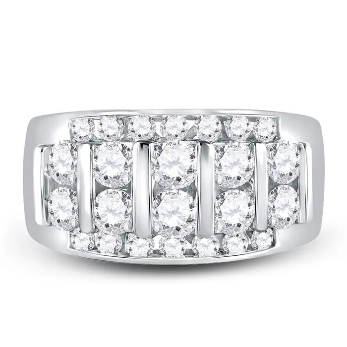 Rings gndatlanta 14k White Gold Round Diamond Wedding Channel Set Band Ring 2 Cttw