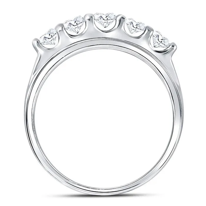 Rings gndatlanta 14k White Gold Round Diamond Wedding Channel Set Band Ring 2 Cttw