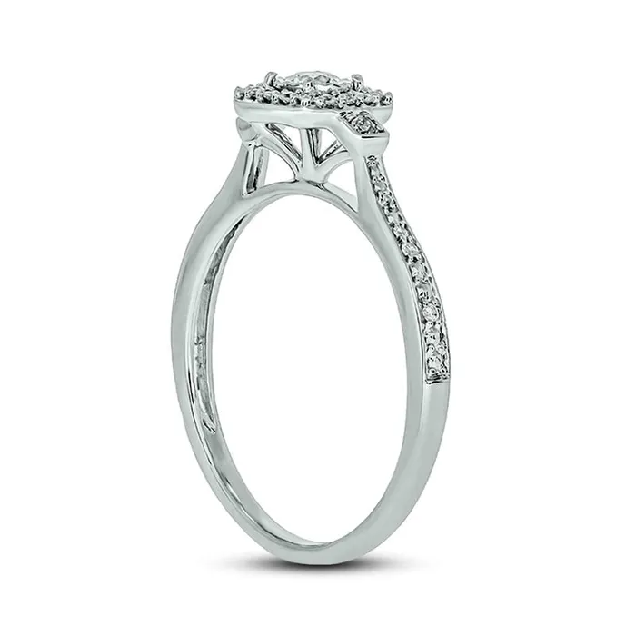Rings Goldia 020 CT TW Natural Diamond Cushion Frame Promise Ring in Solid 10K White Gold Rings Goldia 020 CT TW Natural Diamond Cushion Frame Promise Ring in Solid 10K White Gold