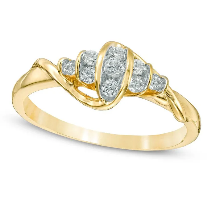 Rings Goldia 020 CT TW Natural Diamond Linear Three Stone with TriSides Promise Ring in Solid 10K Yellow Gold Rings Goldia 020 CT TW Natural Diamond Linear Three Stone with TriSides Promise Ring in Solid 10K Yellow Gold