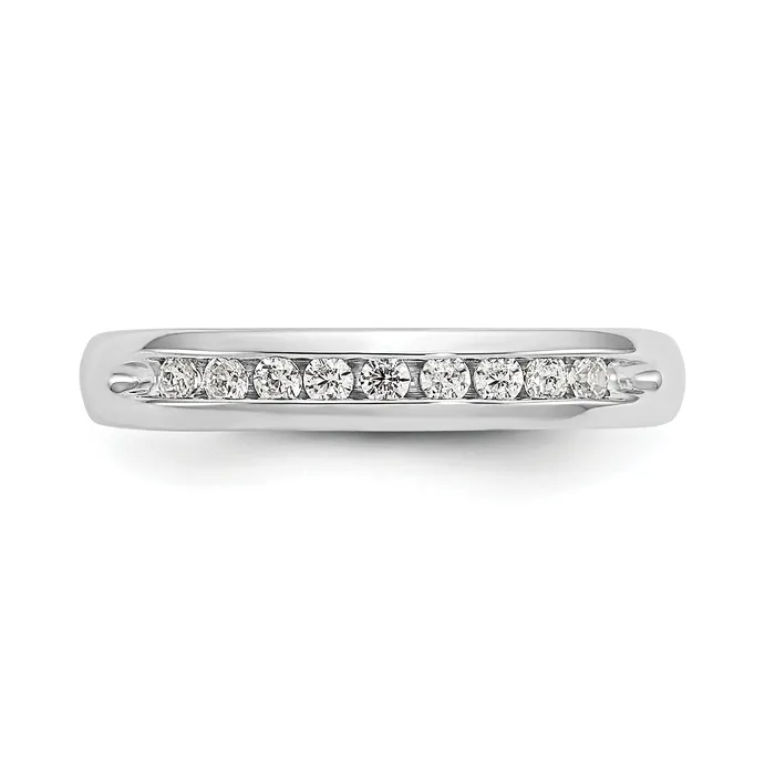 Rings Goldia 020ct CZ Solid Real 14K White Gold 9Stone Channel Wedding Band Ring