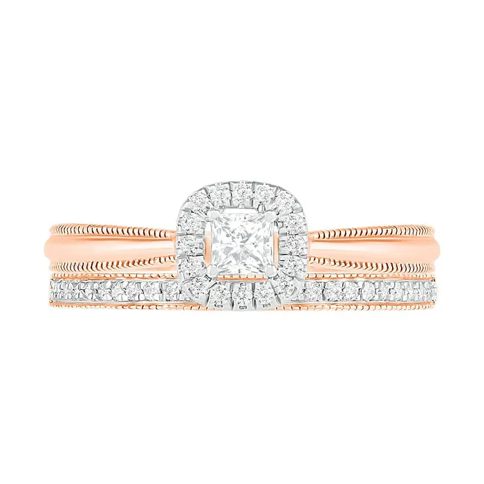 Rings Goldia 033 CT TW PrincessCut Natural Diamond Frame Antique VintageStyle Bridal Engagement Ring Set in Solid 10K Rose Gold Rings Goldia 033 CT TW PrincessCut Natural Diamond Frame Antique VintageStyle Bridal Engagement Ring Set in Solid 10K Rose Gold