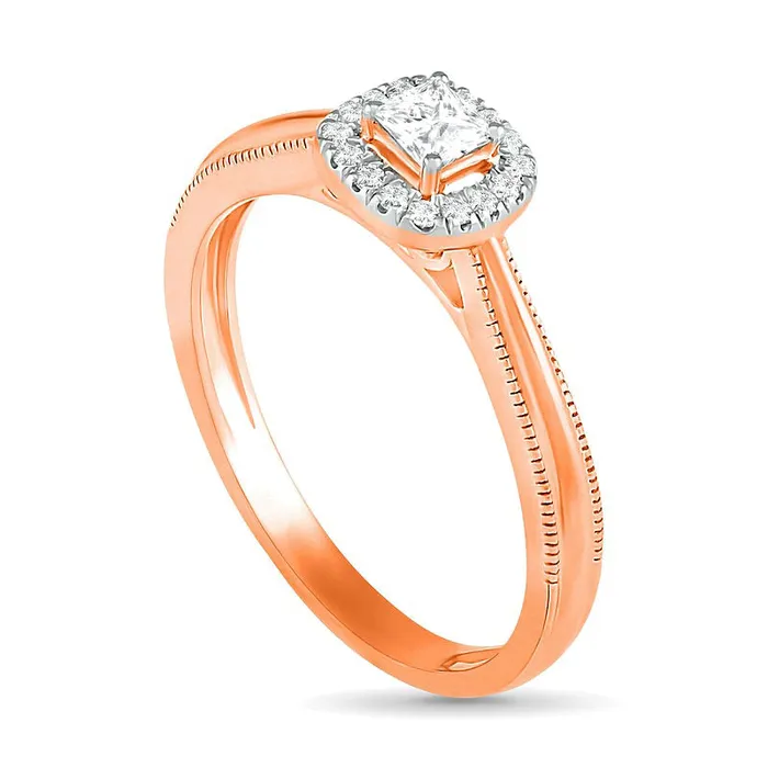 Rings Goldia 033 CT TW PrincessCut Natural Diamond Frame Antique VintageStyle Bridal Engagement Ring Set in Solid 10K Rose Gold Rings Goldia 033 CT TW PrincessCut Natural Diamond Frame Antique VintageStyle Bridal Engagement Ring Set in Solid 10K Rose Gold