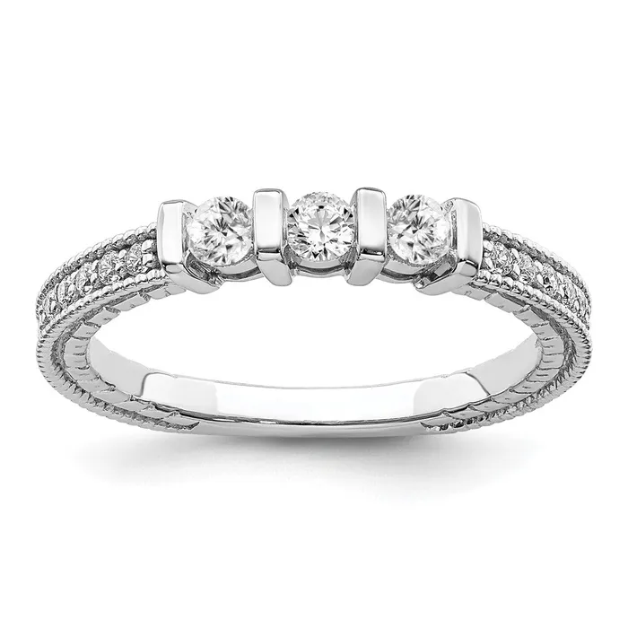 Rings Goldia 034ct CZ Solid Real 14k White Gold Wedding Band Ring