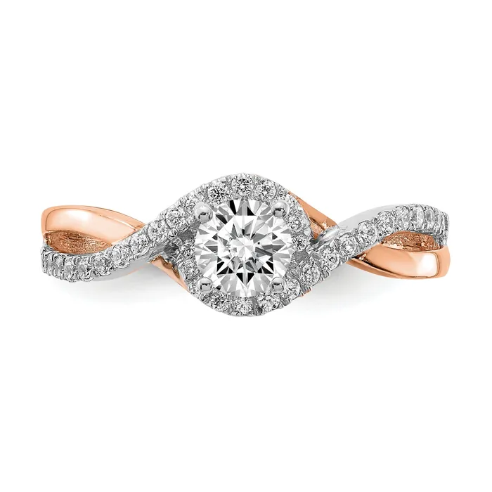 Rings Goldia 040ct CZ Solid Real 14k White u0026 Rose Gold Engagement Ring