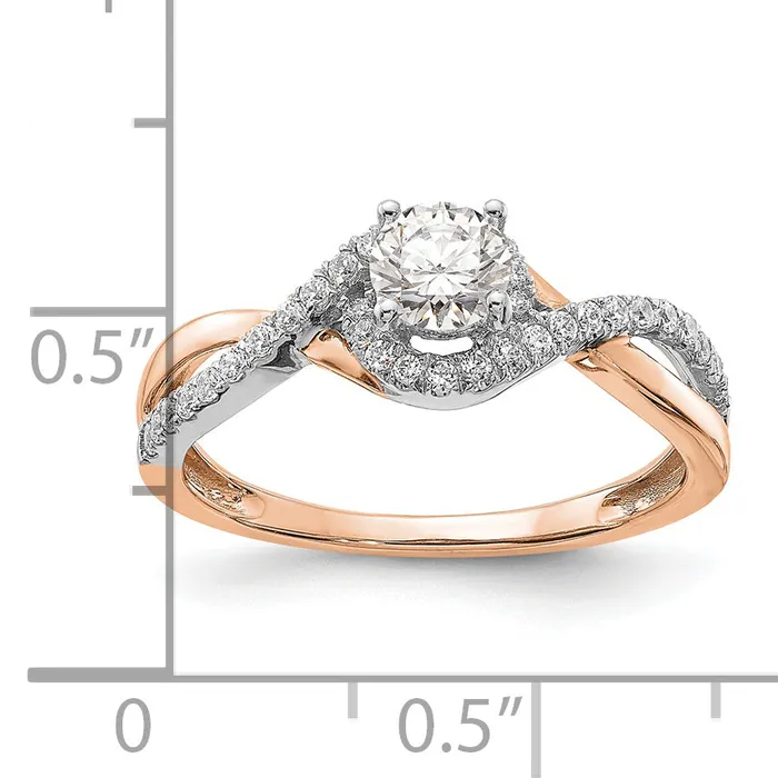 Rings Goldia 040ct CZ Solid Real 14k White u0026 Rose Gold Engagement Ring