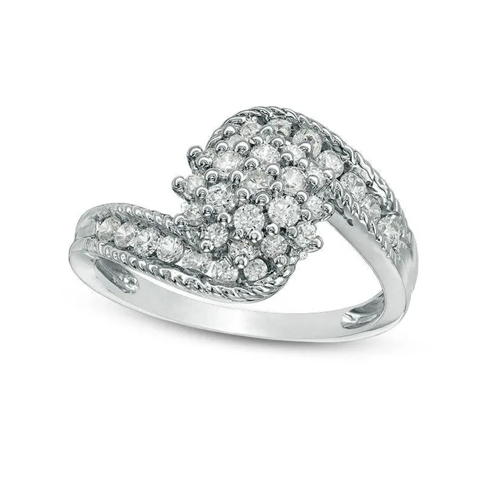 Rings Goldia 050 CT TW Composite Natural Diamond Bypass Ring in Solid 10K White Gold Rings Goldia 050 CT TW Composite Natural Diamond Bypass Ring in Solid 10K White Gold
