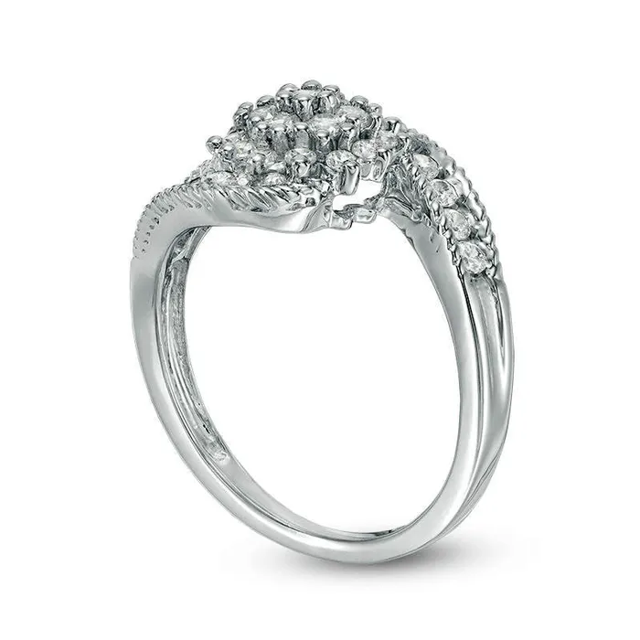 Rings Goldia 050 CT TW Composite Natural Diamond Bypass Ring in Solid 10K White Gold Rings Goldia 050 CT TW Composite Natural Diamond Bypass Ring in Solid 10K White Gold