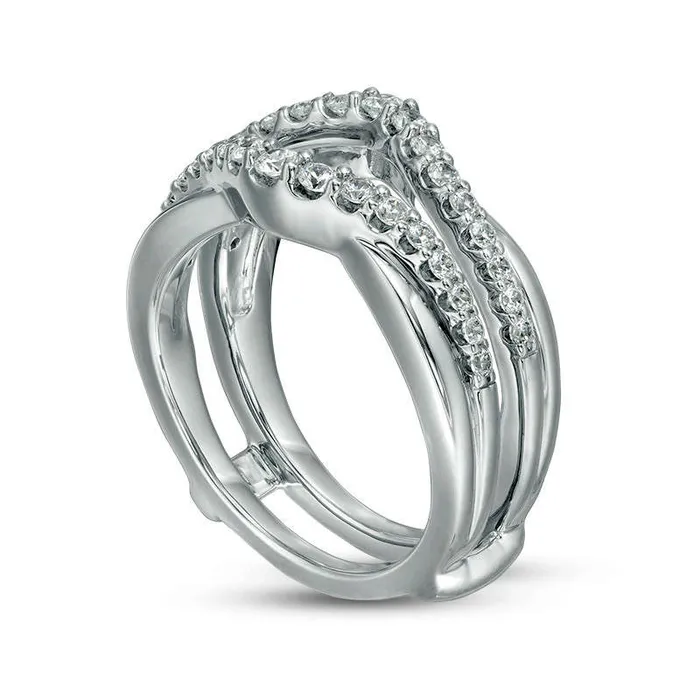 Rings Goldia 063 CT TW Natural Clarity Enhanced Diamond Layered Contour Ring Solitaire Enhancer in Solid 14K White Gold Rings Goldia 063 CT TW Natural Clarity Enhanced Diamond Layered Contour Ring Solitaire Enhancer in Solid 14K White Gold