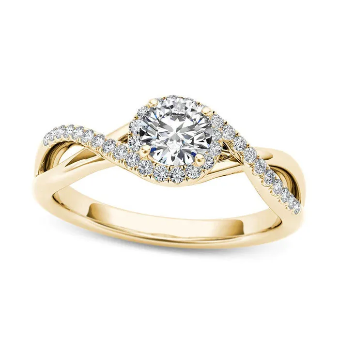 Rings Goldia 063 CT TW Natural Diamond Frame Twist Bypass Engagement Ring in Solid 14K Gold Rings Goldia 063 CT TW Natural Diamond Frame Twist Bypass Engagement Ring in Solid 14K Gold