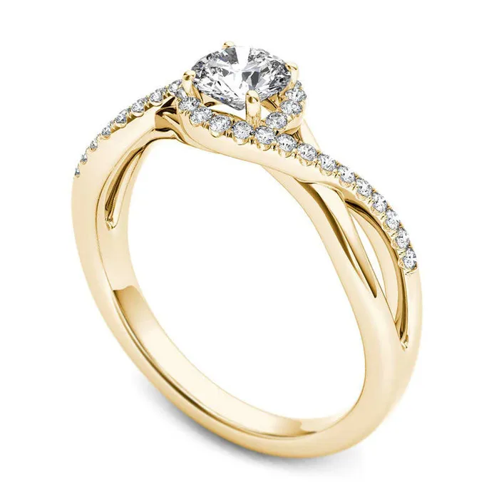 Rings Goldia 063 CT TW Natural Diamond Frame Twist Bypass Engagement Ring in Solid 14K Gold Rings Goldia 063 CT TW Natural Diamond Frame Twist Bypass Engagement Ring in Solid 14K Gold