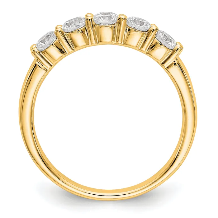 Rings Goldia 064ct CZ Solid Real 14K Yellow Gold 5Stone Wedding Band Ring