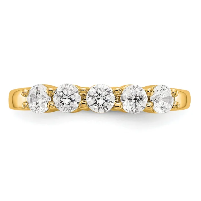 Rings Goldia 064ct CZ Solid Real 14K Yellow Gold 5Stone Wedding Band Ring