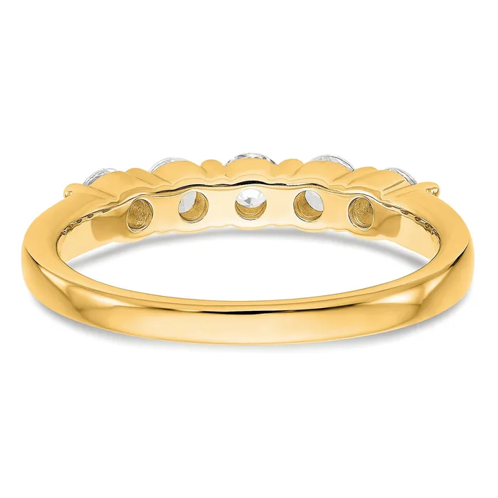 Rings Goldia 064ct CZ Solid Real 14K Yellow Gold 5Stone Wedding Band Ring