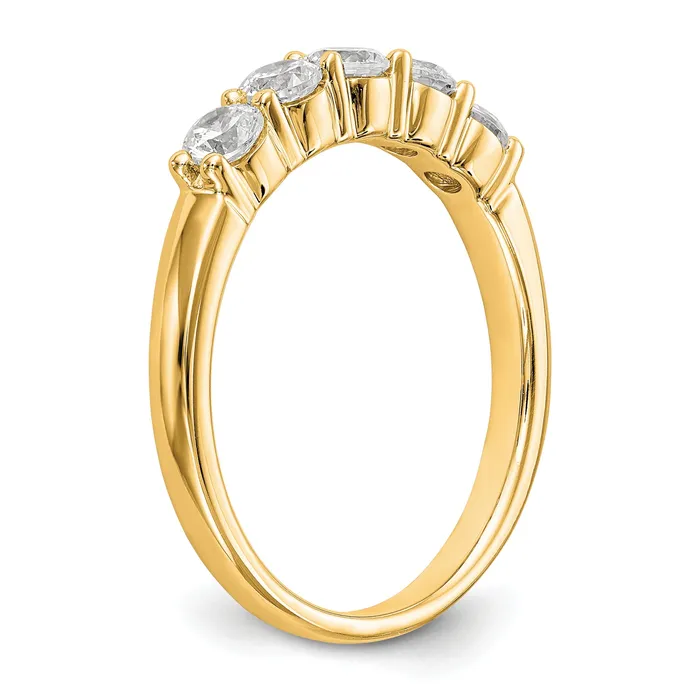 Rings Goldia 064ct CZ Solid Real 14K Yellow Gold 5Stone Wedding Band Ring