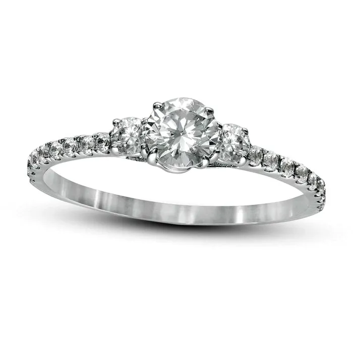 Rings Goldia 075 CT TW Natural Diamond Three Stone Engagement Ring in Solid 14K White Gold Rings Goldia 075 CT TW Natural Diamond Three Stone Engagement Ring in Solid 14K White Gold