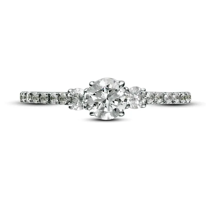 Rings Goldia 075 CT TW Natural Diamond Three Stone Engagement Ring in Solid 14K White Gold Rings Goldia 075 CT TW Natural Diamond Three Stone Engagement Ring in Solid 14K White Gold