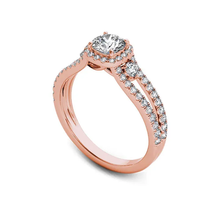 Rings Goldia 088 CT TW Natural Diamond Cushion Frame Split Shank Engagement Ring in Solid 14K Rose Gold Rings Goldia 088 CT TW Natural Diamond Cushion Frame Split Shank Engagement Ring in Solid 14K Rose Gold