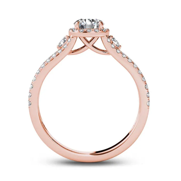 Rings Goldia 088 CT TW Natural Diamond Cushion Frame Split Shank Engagement Ring in Solid 14K Rose Gold Rings Goldia 088 CT TW Natural Diamond Cushion Frame Split Shank Engagement Ring in Solid 14K Rose Gold
