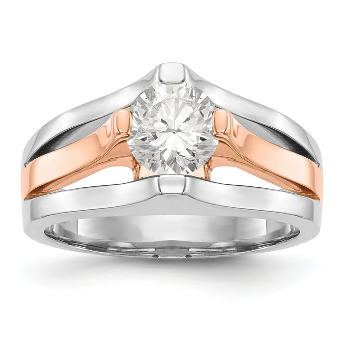 Rings Goldia 100ct CZ Solid Real 14k Twotone Round Solitaire Engagement Ring Rings Goldia 100ct CZ Solid Real 14k Twotone Round Solitaire Engagement Ring