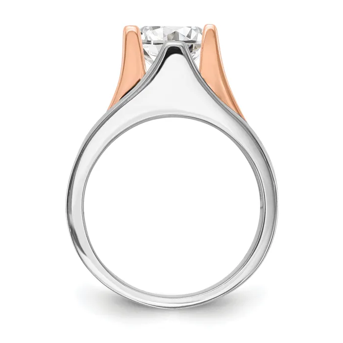 Rings Goldia 100ct CZ Solid Real 14k Twotone Round Solitaire Engagement Ring