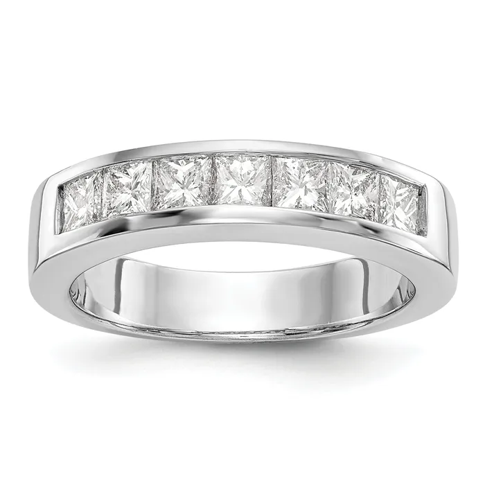 Rings Goldia 100ct CZ Solid Real 14K White Gold 7Stone Channel Wedding Band Ring Rings Goldia 100ct CZ Solid Real 14K White Gold 7Stone Channel Wedding Band Ring