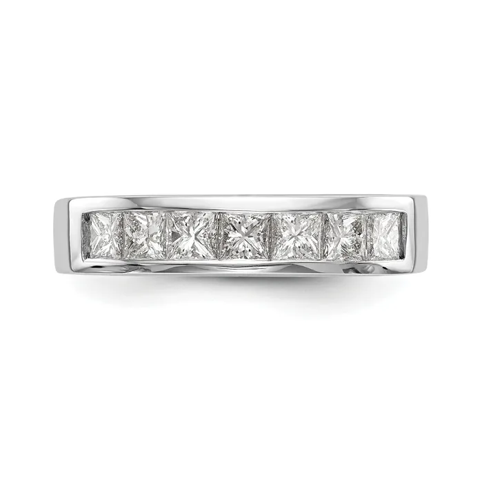 Rings Goldia 100ct CZ Solid Real 14K White Gold 7Stone Channel Wedding Band Ring
