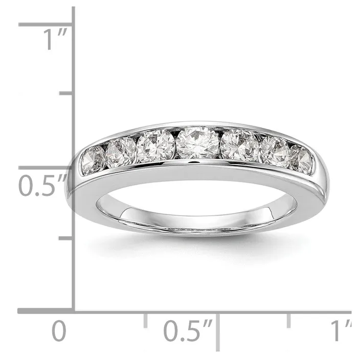 Rings Goldia 100ct CZ Solid Real 14K White Gold 7Stone Channel Wedding Band Ring