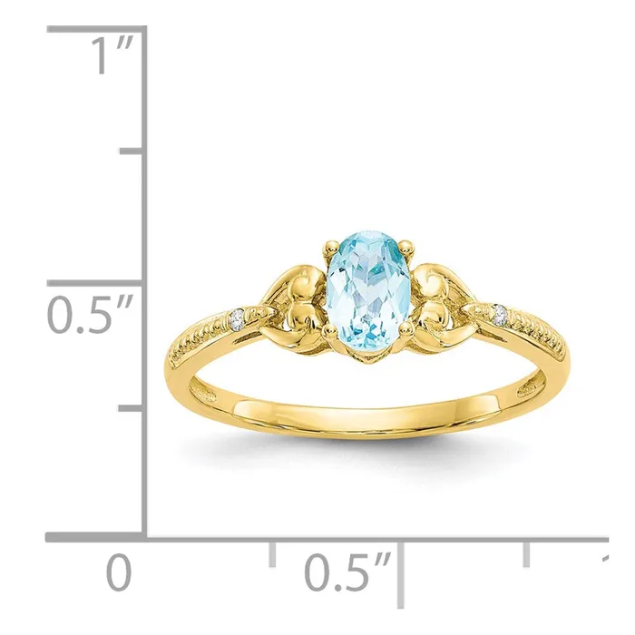 Rings Goldia 10K Yellow Gold Light Swiss Blue Topaz and Real Diamond Ring