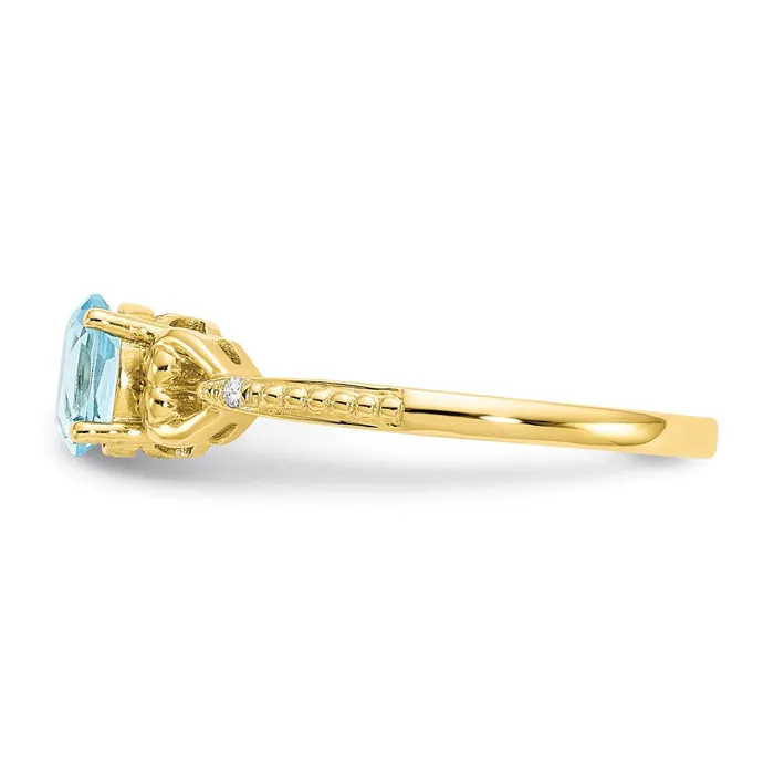 Rings Goldia 10K Yellow Gold Light Swiss Blue Topaz and Real Diamond Ring