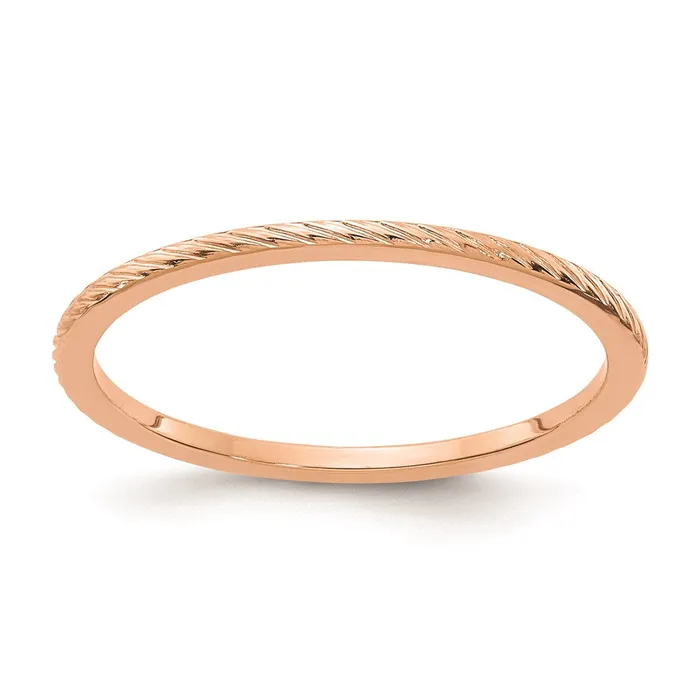 Rings Goldia 14K Rose Gold 12mm Twisted Wire Pattern Stackable Band