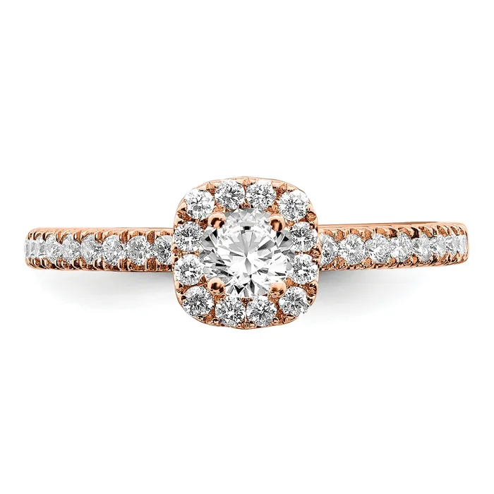 Rings Goldia 14K Rose Gold Eternal Promise Lab Grown VSSI FGH Diamond Halo Ring