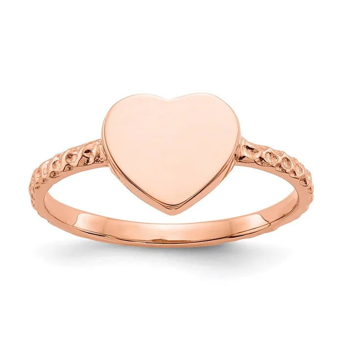 Rings Goldia 14k Rose Gold Polished Textured Heart Ring
