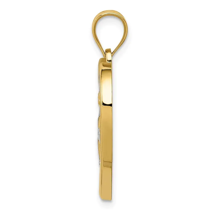 Rings Goldia 14k TriColor Twotone Gold wWhite Rhodium Angel Heart Pendant