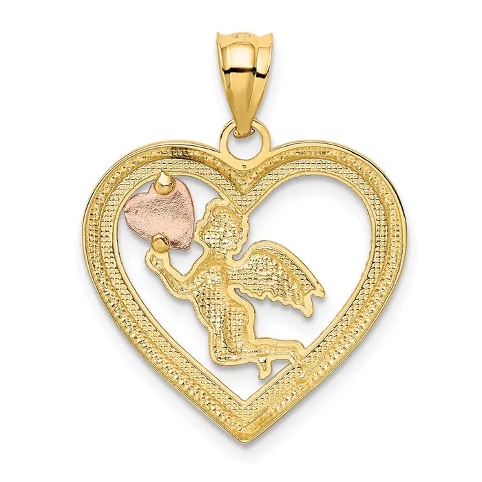 Rings Goldia 14k TriColor Twotone Gold wWhite Rhodium Angel Heart Pendant