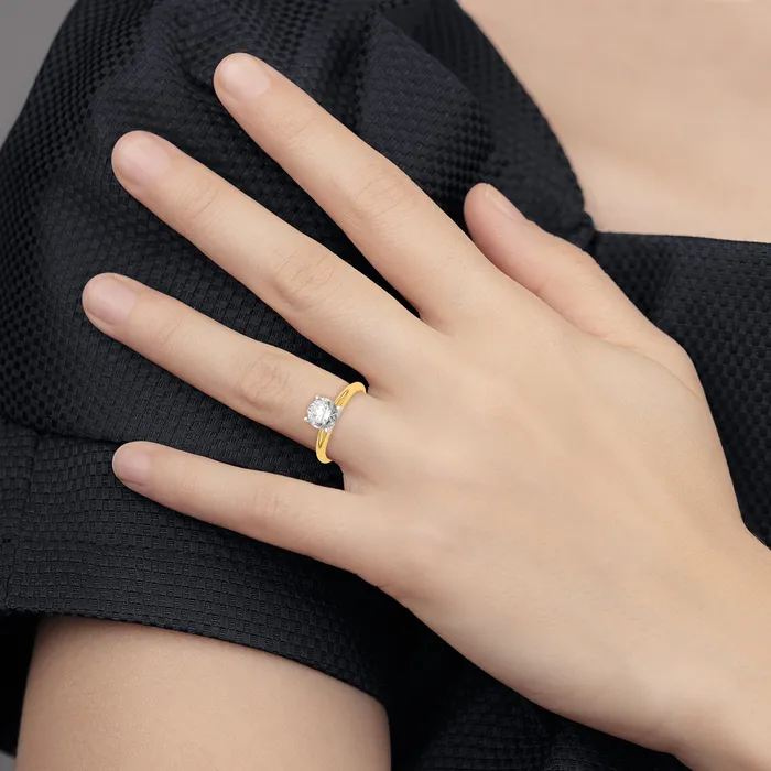 Rings Goldia 14k Twotone 14 Ct Round VSSI GH Lab Grown Diamond Solitaire Lightweight HalfRound 4 Prong Ring