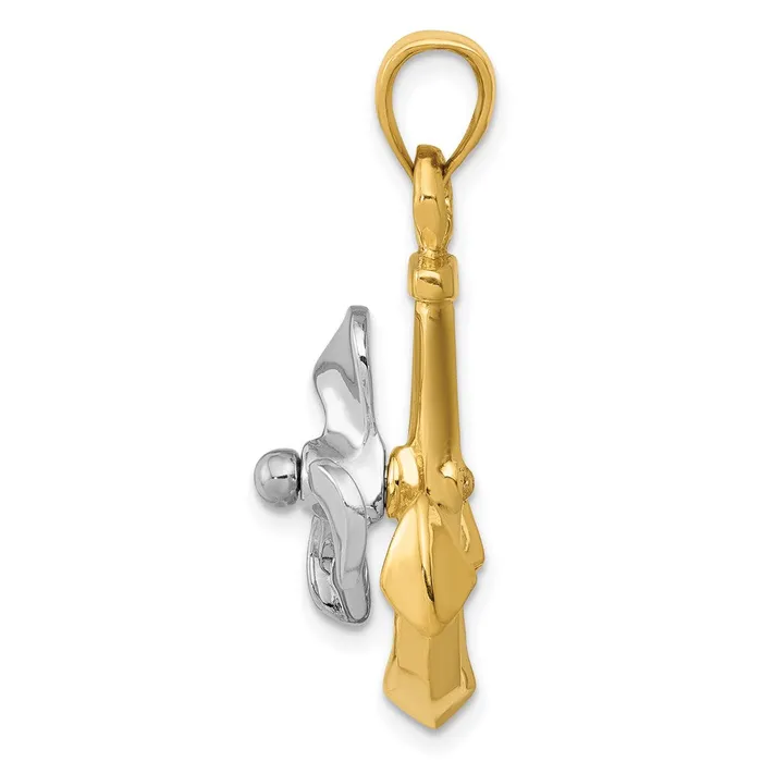 Rings Goldia 14k Twotone Gold 3D Anchor wMoveable Propeller Pendant