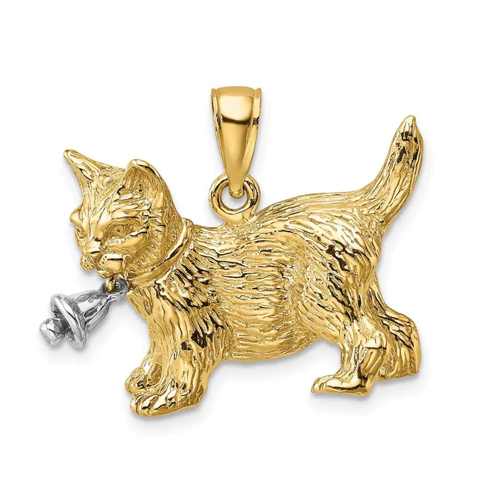 Rings Goldia 14k Twotone GoldTwotone Gold Dangling Bell and Cat Charm