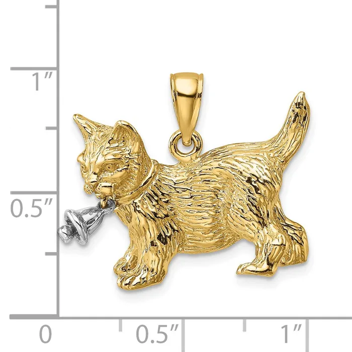 Rings Goldia 14k Twotone GoldTwotone Gold Dangling Bell and Cat Charm