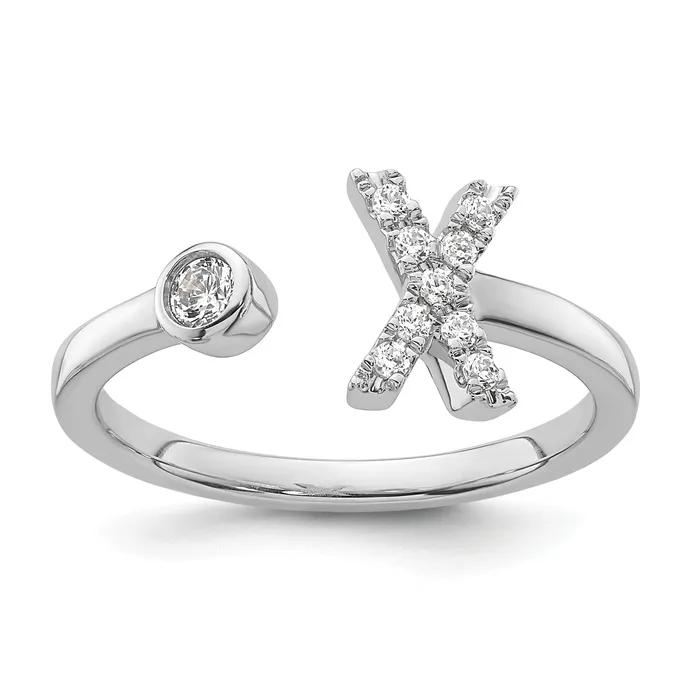 Rings Goldia 14k White Gold 16 Ct Lab Grown Diamond VSSI G Initial X Adjustable Ring Rings Goldia 14k White Gold 16 Ct Lab Grown Diamond VSSI G Initial X Adjustable Ring