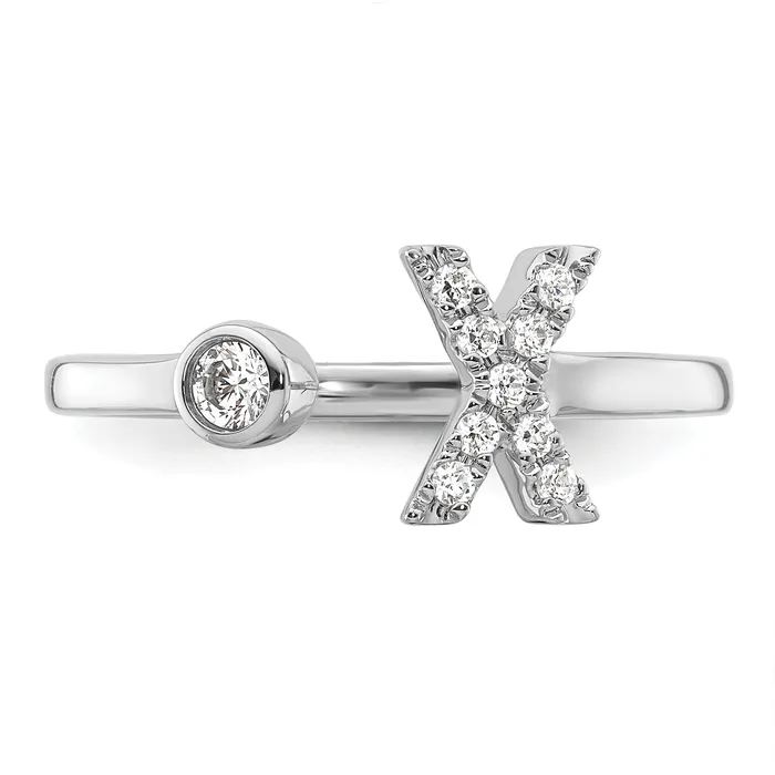 Rings Goldia 14k White Gold 16 Ct Lab Grown Diamond VSSI G Initial X Adjustable Ring
