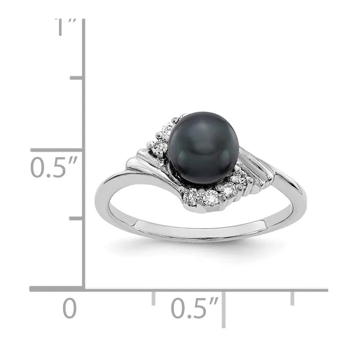 Rings Goldia 14k White Gold 6mm Black FW Cultured Pearl A Real Diamond ring