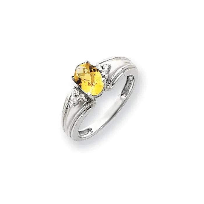 Rings Goldia 14k White Gold 7x5mm Oval Citrine Checker A Diamond ring
