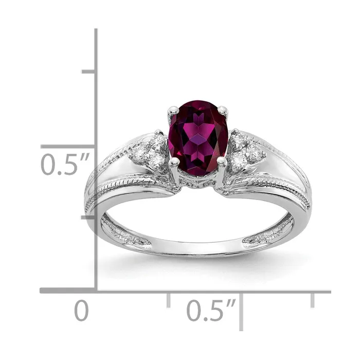 Rings Goldia 14k White Gold 7x5mm Oval Rhodolite Garnet VS Diamond ring