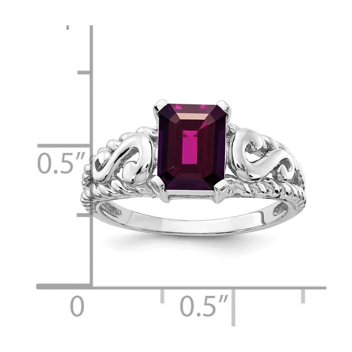 Rings Goldia 14k White Gold 8x6mm Emerald Cut Rhodolite Garnet ring