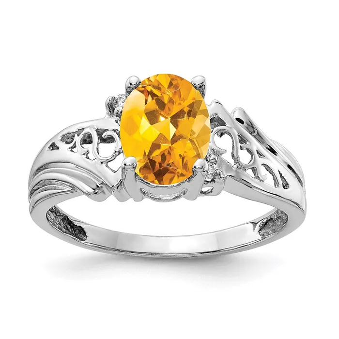 Rings Goldia 14k White Gold 8x6mm Oval Citrine A Real Diamond ring