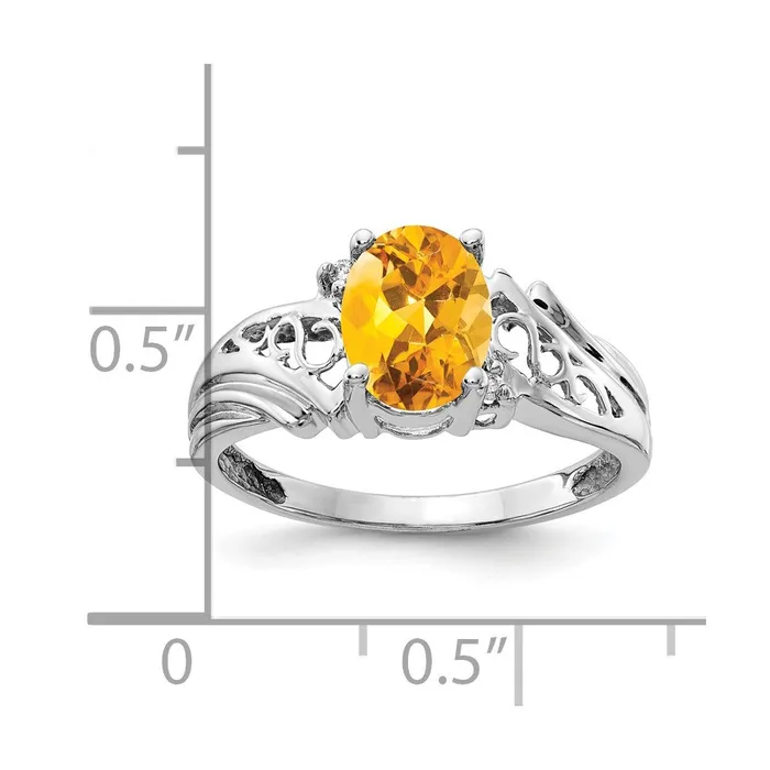 Rings Goldia 14k White Gold 8x6mm Oval Citrine A Real Diamond ring