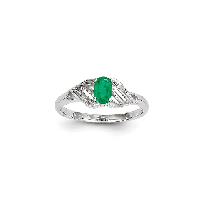 Rings Goldia 14k White Gold Emerald Diamond Ring